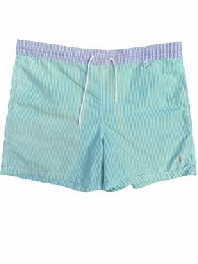 Polo Ralph Lauren Traveler Classic Swim Trunks Size M Green Striped Drawstring